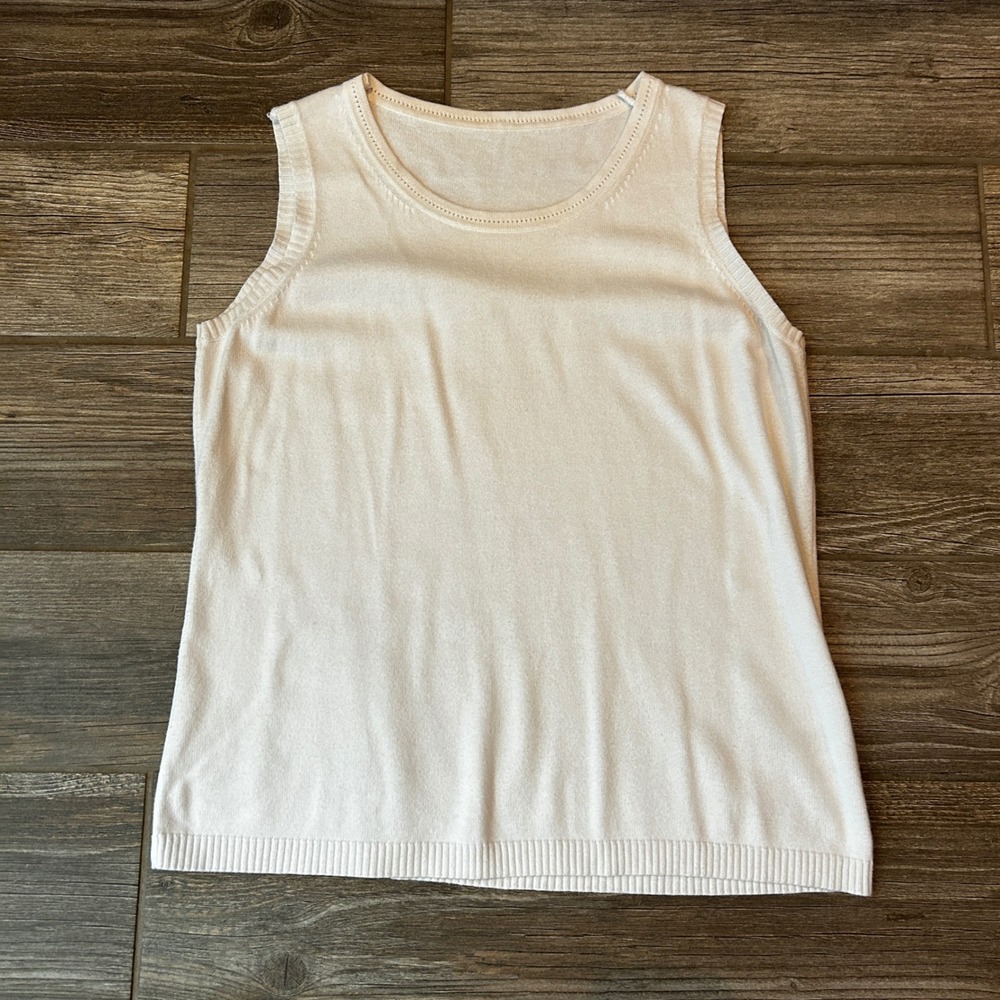White Sleeveless Knit Tank Top‎ Women Medium Normcore Lightweight Casual Basic